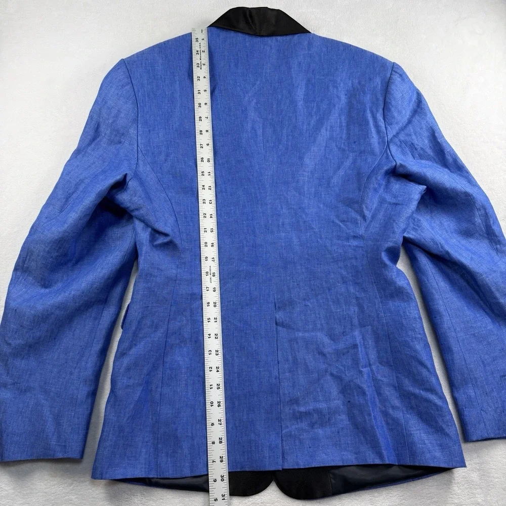 StudioSuits BESPOKE 3 Piece Tuxedo Linen Suit 44L 34x31 Vest Satin Stripe Shawl